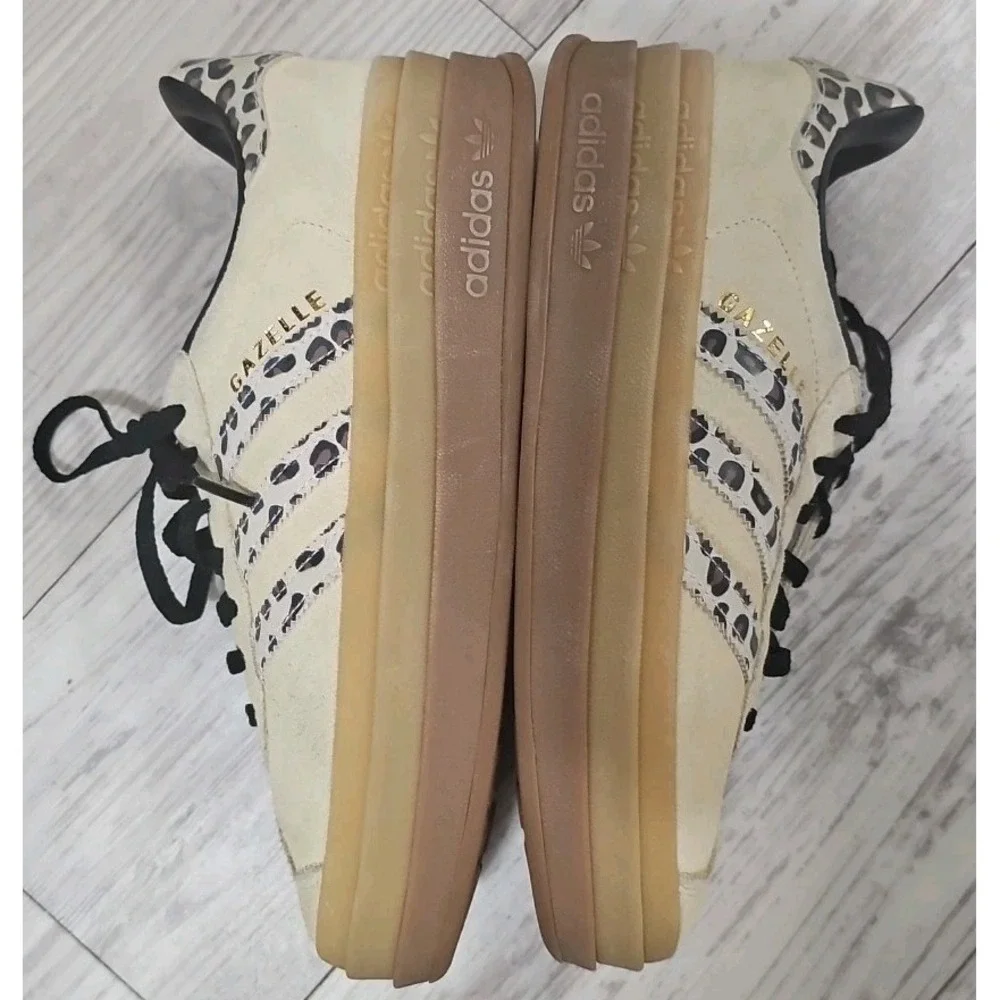 Adidas Gazelle Women Beige Leopard Print‎ Suede Low Top Sneakers Size 7